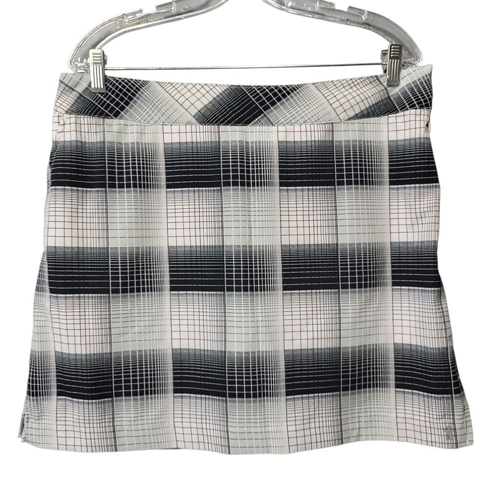 Izod Golf Grid Print Skort, Built-in Shorts Black White, Size 10
